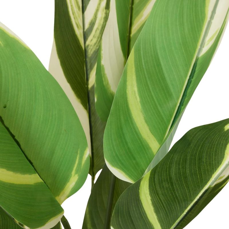 Casa si Gradina - Decoratiuni - Obiecte decorative - Plante artificiale - Planta artificiala Calathea 118 cm, cu frunze verzi variegate, aspect realist, pentru interior, ghiveci negru inclus - Infinity.ro