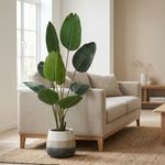 Casa si Gradina - Decoratiuni - Obiecte decorative - Plante artificiale - Planta artificiala Strelitzia 160 cm - Pasarea Paradisului - cu 10 frunze verzi cu detalii realiste, in ghiveci negru - Infinity.ro