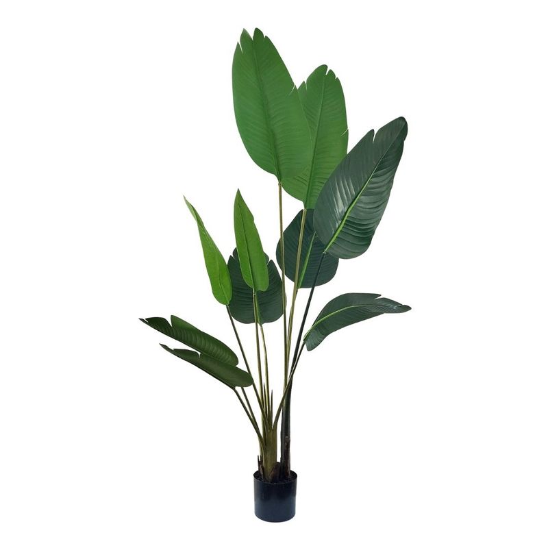 Casa si Gradina - Decoratiuni - Obiecte decorative - Plante artificiale - Planta artificiala Strelitzia 160 cm - Pasarea Paradisului - cu 10 frunze verzi cu detalii realiste, in ghiveci negru - Infinity.ro