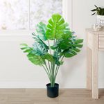 Casa si Gradina - Decoratiuni - Obiecte decorative - Plante artificiale - Planta artificiala Monstera 86 cm, cu detalii realistice, bogata in frunze verzi, aspect natural, ghiveci negru inclus - Infinity.ro