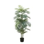 Casa si Gradina - Decoratiuni - Obiecte decorative - Plante artificiale - Planta artificiala Areca 90 cm, cu frunze verzi lungi si detalii realiste, pentru interior, ghiveci negru inclus - Infinity.ro