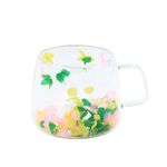 Casa si Gradina - Bucatarie si vesela - Cani si pahare - Cani si cesti - Cana cu insertie de flori uscate, hortensie multicolor, pereti dubli, sticla borosilicata, 200 ml, Aurora Bloom - Infinity.ro