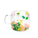 Casa si Gradina - Bucatarie si vesela - Cani si pahare - Cani si cesti - Cana cu insertie de flori uscate, hortensie multicolor, pereti dubli, sticla borosilicata, 200 ml, Aurora Bloom - Infinity.ro