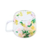 Casa si Gradina - Bucatarie si vesela - Cani si pahare - Cani si cesti - Cana cu insertie de flori uscate, hortensie multicolor, pereti dubli, sticla borosilicata, 200 ml, Aurora Bloom - Infinity.ro