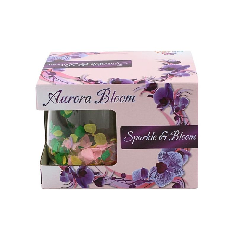 Casa si Gradina - Bucatarie si vesela - Cani si pahare - Cani si cesti - Cana cu insertie de flori uscate, hortensie multicolor, pereti dubli, sticla borosilicata, 200 ml, Aurora Bloom - Infinity.ro