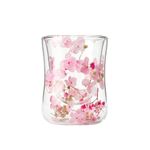 Casa si Gradina - Bucatarie si vesela - Cani si pahare - Pahare - Pahar cu insertie de flori uscate, hortensie, roz si alb, pereti dubli, sticla borosilicata, 200 ml, Aurora Bloom - Infinity.ro