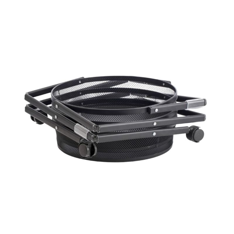 Casa si Gradina - Mobilier - Biblioteci si rafturi - Rafturi - Carucior de depozitare cu 3 cosuri rotunde din plasa metalica – Mobil cu roti, culoare negru Ø37x88 cm - Infinity.ro