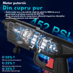 Casa si Gradina - Constructii - Scule electrice si accesorii - Aparate de spalat cu presiune - Aparat de spalat cu presiune tip pistol DASBO®, fara fir, 2 acumulatori reincarcabili, Recipient spuma,Accesorii incluse - Infinity.ro