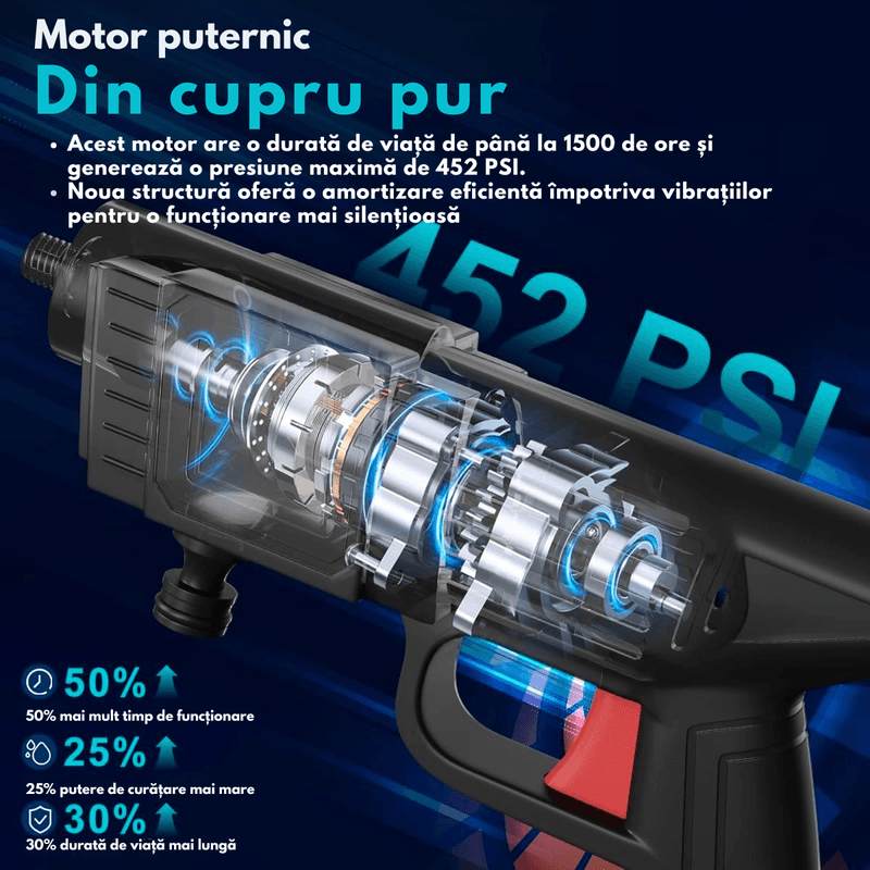 Casa si Gradina - Constructii - Scule electrice si accesorii - Aparate de spalat cu presiune - Aparat de spalat cu presiune tip pistol DASBO®, fara fir, 2 acumulatori reincarcabili, Recipient spuma,Accesorii incluse - Infinity.ro