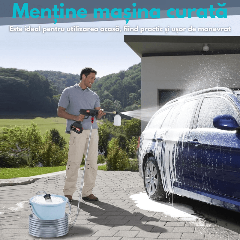 Casa si Gradina - Constructii - Scule electrice si accesorii - Aparate de spalat cu presiune - Aparat de spalat cu presiune tip pistol DASBO®, fara fir, 2 acumulatori reincarcabili, Recipient spuma,Accesorii incluse - Infinity.ro
