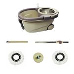 Market - Curatenie si intretinere casa - Produse menaj - Maturi si farase - Set galeata cu roti storcator inox si mop rotativ PAA-home, 2 lavete incluse, culoare gri - Infinity.ro