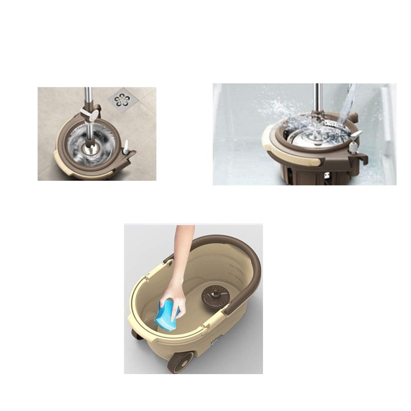 Market - Curatenie si intretinere casa - Produse menaj - Maturi si farase - Set galeata cu roti storcator inox si mop rotativ PAA-home, 2 lavete incluse, culoare gri - Infinity.ro