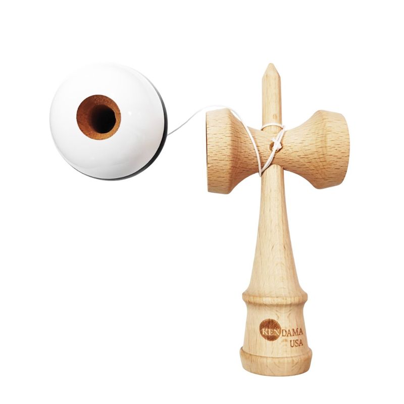 Jucarii, Copii si Bebe - Jucarii si jocuri - Jucarii & jocuri educative - Jucarii interactive - Kendama din lemn natural, Bila lemn + Sticker Waterproof USA pentru telefon, 176KD - Infinity.ro
