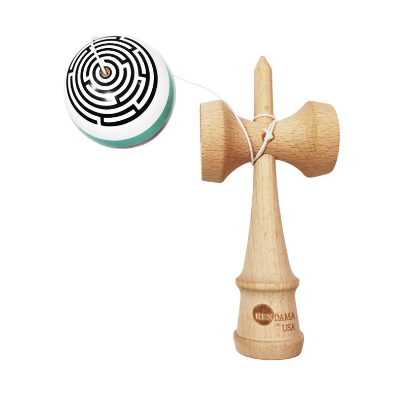 Jucarii, Copii si Bebe - Jucarii si jocuri - Jucarii & jocuri educative - Jucarii interactive - Kendama din lemn natural, Bila lemn + Sticker Waterproof USA pentru telefon, 176KD - Infinity.ro