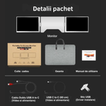 PC, gaming si accesorii - Desktop PC & monitoare - Monitoare - Monitor dual, 16 inch, IPS 1200P 16:10, HDR, Plug & Play, ecrane rotative 360° cu auto-rotire, USB-C/HDMI, geanta cadou - Infinity.ro