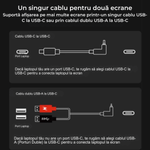 PC, gaming si accesorii - Desktop PC & monitoare - Monitoare - Monitor dual, 16 inch, IPS 1200P 16:10, HDR, Plug & Play, ecrane rotative 360° cu auto-rotire, USB-C/HDMI, geanta cadou - Infinity.ro