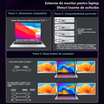 PC, gaming si accesorii - Desktop PC & monitoare - Monitoare - Monitor dual, 16 inch, IPS 1200P 16:10, HDR, Plug & Play, ecrane rotative 360° cu auto-rotire, USB-C/HDMI, geanta cadou - Infinity.ro