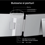 PC, gaming si accesorii - Desktop PC & monitoare - Monitoare - Monitor dual, 16 inch, IPS 1200P 16:10, HDR, Plug & Play, ecrane rotative 360° cu auto-rotire, USB-C/HDMI, geanta cadou - Infinity.ro