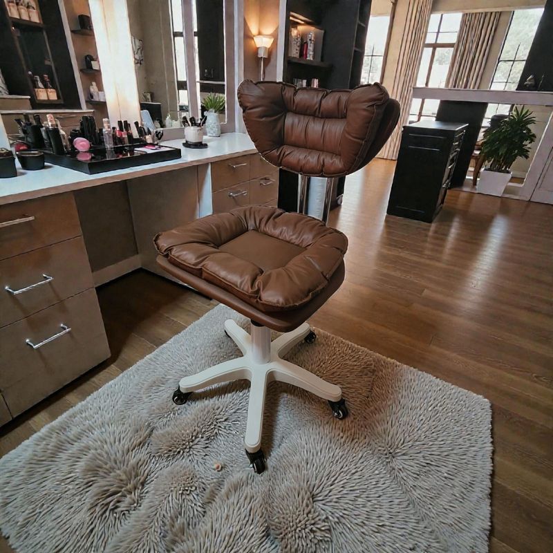Casa si Gradina - Mobilier - Scaune si fotolii - Scaune - Scaun ergonomic, elegant si versatil, rotativ, mobil, ajustabil pe inaltime (65–75 cm), piele PU,  maro - Infinity.ro