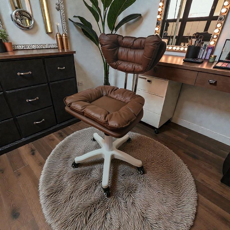 Casa si Gradina - Mobilier - Scaune si fotolii - Scaune - Scaun ergonomic, elegant si versatil, rotativ, mobil, ajustabil pe inaltime (65–75 cm), piele PU,  maro - Infinity.ro