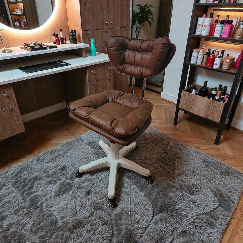 Casa si Gradina - Mobilier - Scaune si fotolii - Scaune - Scaun ergonomic, elegant si versatil, rotativ, mobil, ajustabil pe inaltime (65–75 cm), piele PU,  maro - Infinity.ro