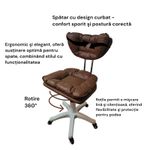 Casa si Gradina - Mobilier - Scaune si fotolii - Scaune - Scaun ergonomic, elegant si versatil, rotativ, mobil, ajustabil pe inaltime (65–75 cm), piele PU,  maro - Infinity.ro