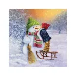Casa si Gradina - Textile si covoare - Textile bucatarie - Servete si naproane - Servetele masa 33x33cm Child kissing snowman FSC Mix - Infinity.ro