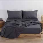 Casa si Gradina - Textile si covoare - Lenjerii de pat - Cearceafuri de pat - Cearsaf pat Queen Size bumbac gri Nef-Nef Basic 240X270 cm Dark Grey - Infinity.ro