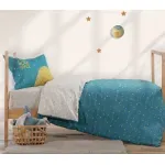 Casa si Gradina - Textile si covoare - Lenjerii de pat - Lenjerii copii - Set Outer Space 2 cearsafuri pat 170X260 + 1 fata perna 52X72 Petrol - Infinity.ro