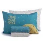 Casa si Gradina - Textile si covoare - Lenjerii de pat - Lenjerii copii - Set Outer Space 2 cearsafuri pat 170X260 + 1 fata perna 52X72 Petrol - Infinity.ro