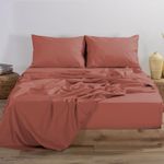 Casa si Gradina - Textile si covoare - Lenjerii de pat - Cearceafuri de pat - Cearsaf pat Queen Size bumbac Nef-Nef Basic 240X270 cm Terracotta - Infinity.ro