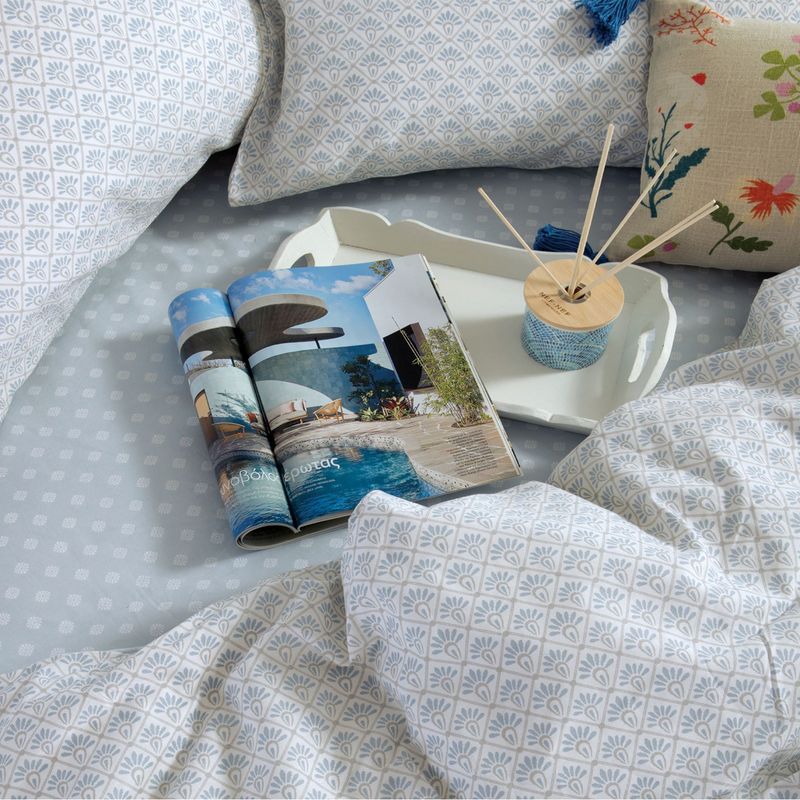 Casa si Gradina - Textile si covoare - Lenjerii de pat - Seturi de lenjerie - Set husa 240x270 cm + 2 fete perna 52x72 cm + cearsaf 160x200 cm Nef-Nef Keylan Albastru - Infinity.ro