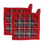 Casa si Gradina - Textile si covoare - Textile bucatarie - Manusi bucatarie - Suport textil Tartan Dublino Tognana 18x18 cm rosu - Infinity.ro