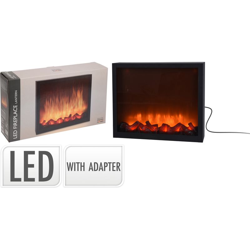 Casa si Gradina - Corpuri si surse de iluminat - Veioze si lampi - Lampi de veghe - Decoratiune LED semineu cu efect flacara Koopman 41x10x25 cm negru - Infinity.ro