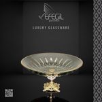 Casa si Gradina - Bucatarie si vesela - Vesela si tacamuri - Vesela desert - Fructiera sticla cu picior Efegil Luxury 29 cm transparent-auriu - Infinity.ro