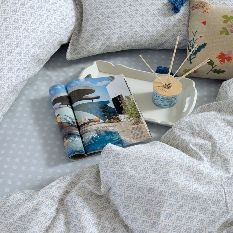 Casa si Gradina - Textile si covoare - Lenjerii de pat - Seturi de lenjerie - Set husa 270x270 cm + 2 fete perna 52x72 cm + cearsaf 180x200 cm Nef-Nef Keylan Albastru - Infinity.ro