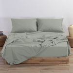 Casa si Gradina - Textile si covoare - Lenjerii de pat - Cearceafuri de pat - Cearsaf pat, cu elastic, King Size, bumbac verde, Nef-Nef Basic 180x200+35 cm Mint - Infinity.ro