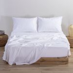 Casa si Gradina - Textile si covoare - Lenjerii de pat - Cearceafuri de pat - Cearsaf pat, cu elastic, King Size, bumbac alb, Nef-Nef Basic 180x200+35 cm White - Infinity.ro