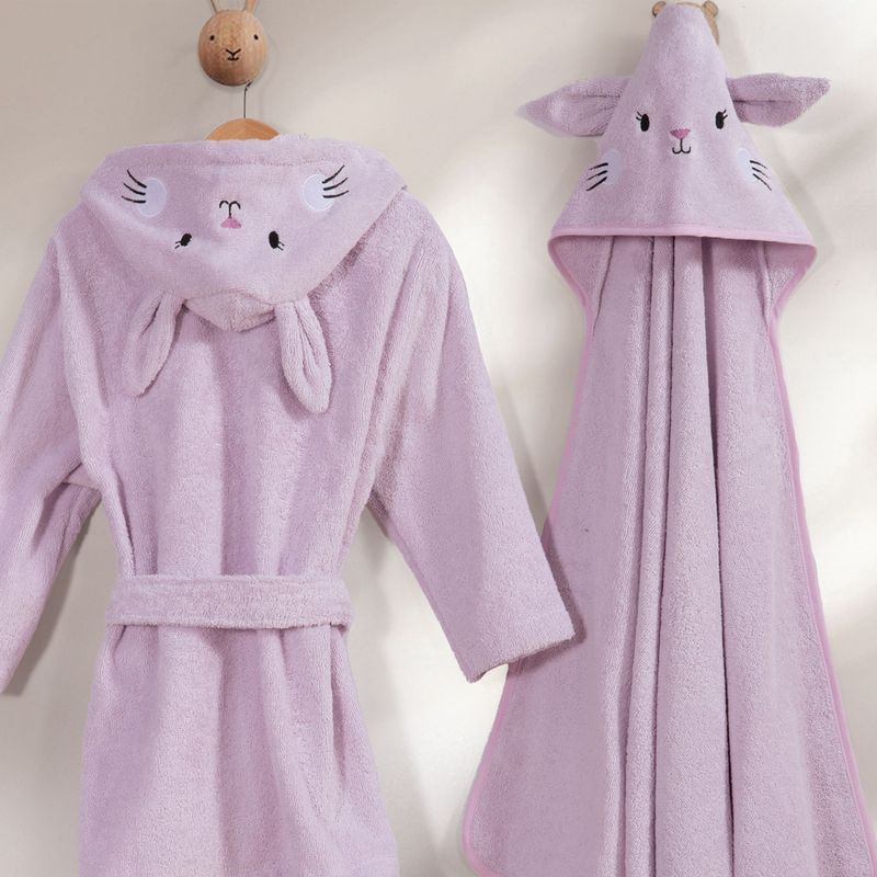 Casa si Gradina - Textile si covoare - Textile baie - Halate de baie - Halat baie cu gluga Nef-Nef Mon Petit Jardin Lila - Infinity.ro