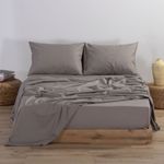 Casa si Gradina - Textile si covoare - Lenjerii de pat - Cearceafuri de pat - Cearsaf pat, cu elastic, King Size, bumbac, Nef-Nef Basic 180x200+35 cm Mocca - Infinity.ro