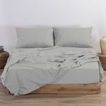 Casa si Gradina - Textile si covoare - Lenjerii de pat - Cearceafuri de pat - Cearsaf pat, cu elastic, King Size, bumbac gri, Nef-Nef Basic 180x200+35 cm Silver Grey - Infinity.ro