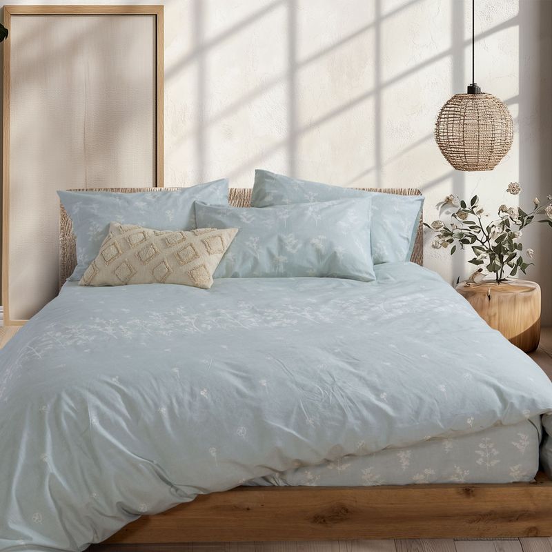 Casa si Gradina - Textile si covoare - Lenjerii de pat - Seturi de lenjerie - Set 2 cearsafuri 200x270 cm + 2 fete perna 52x72 cm Nef-Nef Claris Albastru - Infinity.ro