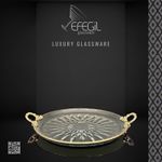 Casa si Gradina - Bucatarie si vesela - Vesela si tacamuri - Platouri de bucatarie - Platou sticla rotund Efegil Ciragan transparent-auriu 30 cm - Infinity.ro