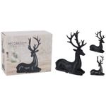 Casa si Gradina - Decoratiuni - Obiecte decorative - Accesorii decorative - Decoratiune cerb asezat cu privirea in fata Koopman H20.5 cm negru mat - Infinity.ro