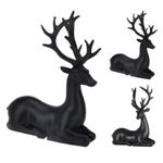 Casa si Gradina - Decoratiuni - Obiecte decorative - Accesorii decorative - Decoratiune cerb asezat cu privirea in fata Koopman H20.5 cm negru mat - Infinity.ro