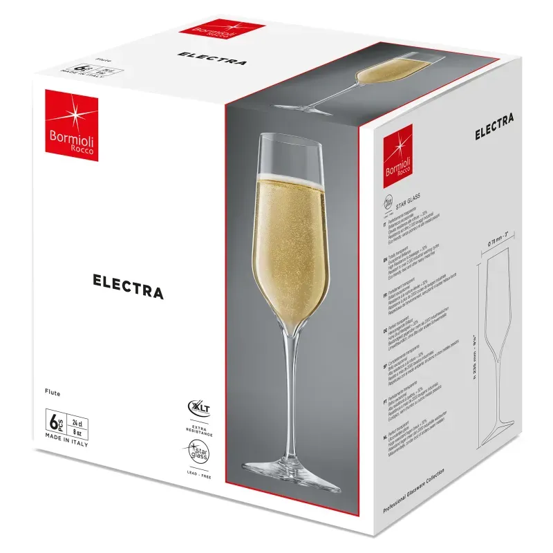 Casa si Gradina - Bucatarie si vesela - Cani si pahare - Pahare - Set 6 pahare Electra CAL Flute Bormioli Rocco 240ml - Infinity.ro