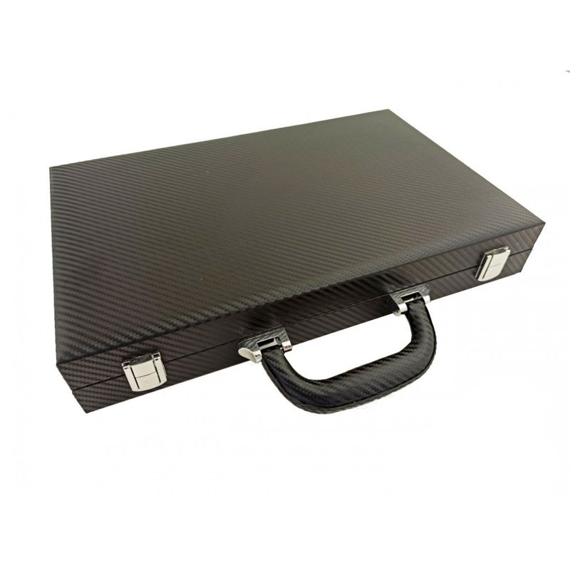 Jucarii, Copii si Bebe - Jucarii si jocuri - Jocuri si puzzle - Jocuri de societate - Joc Backgammon Folding Leatherette Set Carbon Black Red - Infinity.ro