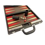 Jucarii, Copii si Bebe - Jucarii si jocuri - Jocuri si puzzle - Jocuri de societate - Joc Backgammon Folding Leatherette Set Carbon Black Red - Infinity.ro