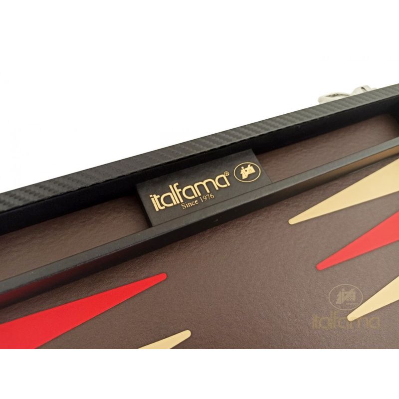 Jucarii, Copii si Bebe - Jucarii si jocuri - Jocuri si puzzle - Jocuri de societate - Joc Backgammon Folding Leatherette Set Carbon Black Red - Infinity.ro