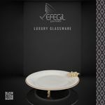 Casa si Gradina - Bucatarie si vesela - Vesela si tacamuri - Platouri de bucatarie - Platou portelan rotund Efegil Bros alb-auriu 19 cm - Infinity.ro